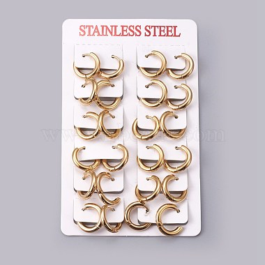 Ion Plating(IP) 304 Stainless Steel Huggie Hoop Earrings(X-EJEW-O087-06C)-3