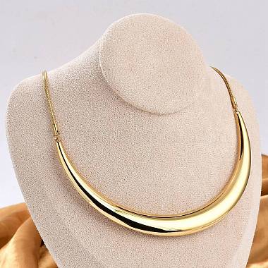 304 Stainless Steel Arc Shaped Pendant Snake Chain Necklaces for Women(NJEW-B122-03G)-3