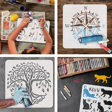 PET Hollow out Drawing Painting Stencils Sets for Kids Teen Boys Girls(DIY-WH0172-989)-4