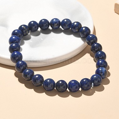 Lapis naturelles bracelets élastiques en perles lazuli(X-BJEW-K212-B-047)-6