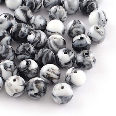 16mm Black Round Acrylic Beads