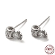 Rhodium Plated Barrel 925 Sterling Silver Micro Pave Cubic Zirconia Stud Earring Findings(STER-P056-11P)-1