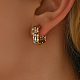 304 Boucles d'oreilles carrées triples ouvertes en acier inoxydable pour femmes(RJ2637-1)-2