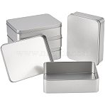 Rectangular Empty Tinplate Boxes, with Slip-on Lids, Mini Portable Box Containers, Matte Silver Color, 15.3x11.2x4cm, Inner Size: 14.5x10.6cm(CON-OC0001-06MS)