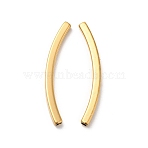 304 Stainless Steel Tube Beads, Curved Tube, Real 18K Gold Plated, 40x5x3mm, Hole: 2x2mm(STAS-H214-01G)