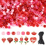 DIY Jewelry Kits, Including Plastic Bead and Alloy Enamel Pendants, Mixed Color, 9x6mm, Hole: 3.8mm(DIY-PJ0001-39)