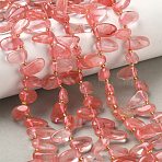 Cherry Quartz Glass Beads Strands, Teardrop, Top Drilled, with Seed Beads, 10~28x8~12x4~8mm, Hole: 0.9mm, about 42~44pcs/strand, 15.16''~15.55''(38.5~39.5cm)(G-P604-A10-01)