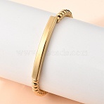 304 Stainless Steel Beaded Bracelets, ID Bracelets for Women, Ion Plating(IP), Real 18K Gold Plated, 7.52 inch(19.1cm)(BJEW-D408-02G)