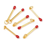 Alloy Enamel Pendants, with Jump Ring, Match Charm, Golden, Red, 29x4mm, Hole: 4mm(FIND-WH0139-472G-02)
