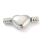 Tarnish Resistant 304 Stainless Steel European European Clip Clasps, Heart, Stainless Steel Color, 24x10x7mm, Hole: 3mm(STAS-O148-01P)