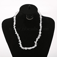 Natural Quartz Crystal Chip Beaded Necklaces for Women, with Alloy End Chains, Platinum, 17.72 inch(45cm)(FS-WG9F5E2-07)