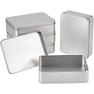 Rectangular Empty Tinplate Boxes, with Slip-on Lids, Mini Portable Box Containers, Matte Silver Color, 15.3x11.2x4cm, Inner Size: 14.5x10.6cm(CON-OC0001-06MS)