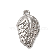 Non-Tarnish 304 Stainless Steel Pendants, Grape Charms, Stainless Steel Color, 22x13x4mm, Hole: 1.6mm(STAS-N103-67P)