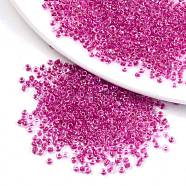 8/0 Glass Seed Beads, Transparent Inside Colours, Round Hole, Round, Medium Violet Red, 8/0, 3~4x2~3mm, Hole: 0.8mm, about 1666pcs/50g(X-SEED-A014-3mm-139)