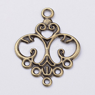 Iron Chandelier Component Links, Etched Metal Embellishments, Antique Bronze, 32x24x0.5mm, Hole: 2~2.5mm(X-IFIN-T002-40AB)