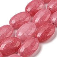 Natural Malaysia Jade Beads Strands, Dyed, Flat Oval, Cerise, 18x12.5x6mm, Hole: 1.2mm, about 22pcs/strand, 15.43''(39.2cm)(G-L164-A-15D)