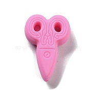 Food Grade Silicone Focal Beads, Silicone Teething Beads, Scissor, Hot Pink, 29.5x20x9mm, Hole: 2mm(SIL-E010-01I)