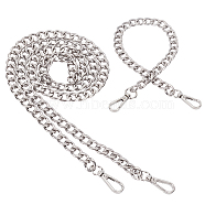 Elite Aluminum Curb Chain Bag Handles, with Swivel Clasps, for Bag Straps Replacement Accessories, Silver, 2pcs/set(FIND-PH0002-13S)