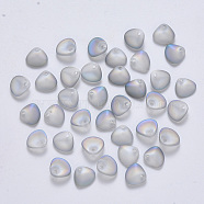 Spray Painted Glass Charms, AB Color Plated, Frosted, Petaline, Light Grey, 7x8x2.5mm, Hole: 1mm(GLAA-R111-01-C02)