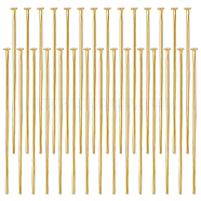 304 Stainless Steel Flat Head Pins, for Jewelry Making, Real 16K Gold Plated, 35x0.7mm, 21 Gauge, Head: 1.5mm, about 200pcs/box(STAS-BBC0004-37D)