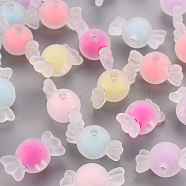 Transparent Acrylic Beads, Frosted, Bead in Bead, Candy, Mixed Color, 11.5x21.5x11.5mm, Hole: 2.5mm, about 393pcs/500g(TACR-S152-13C)