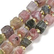 Natural Tourmaline Beads Strands, Cube, with Seed Beads, 4~6.5x4~6.5x4~6.5mm, Hole: 0.8~1mm, about 51~54pcs/strand, 15.43~15.47''(39.2~39.3cm)(G-G053-B17-05)