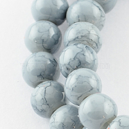 Spray Painted Glass Bead Strands, Round, Gray, 6mm, Hole: 1.3~1.6mm, about 133pcs/strand, 31.4 inch(GLAD-S075-6mm-72)