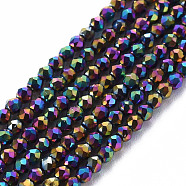 Electroplated Glass Beads Strands, Faceted, Rondelle, Rainbow Plated, 2mm, Hole: 0.5mm, about 192~194pcs/strand, 12.99~13.39 inches(33~34cm)(X-EGLA-S174-23D-03)
