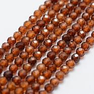Natural Garnet Bead Strands, Round, Faceted, 4mm, Hole: 0.5mm, about 103~110pcs/strand, 15.3 inch(39cm)(G-G663-03-4mm)