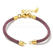 Nylon Cords Bracelet Makings Fit for Connector Charms, with Brass Findings and 304 Stainless Steel Lobster Claw Clasps, Long-Lasting Plated, Sienna, 6-1/2~6-3/4 inch(16.5~17cm), Hole: 1.8mm(AJEW-P116-02G-04)