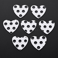 Cellulose Acetate(Resin) Pendants, Heart with Polka Dot, White, 25x28x2.5mm, Hole: 1.4mm(KY-S158-33A-01)