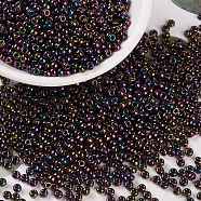 MIYUKI Round Rocailles Beads, Japanese Seed Beads, (RR454) Metallic Dark Plum Iris, 8/0, 3mm, Hole: 1mm, about 2111~2277pcs/50g(SEED-X0055-RR0454)