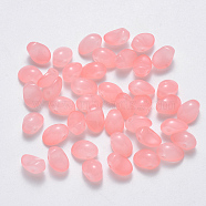Spray Painted Imitation Jade Glass Charms, Oval, Pink, 8.5x6x4.5mm, Hole: 1mm(GLAA-R211-05-J07)