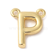 Rack Plating Brass Pendants, Long-Lasting Plated, Lead Free & Cadmium Free, Letter Charms, Real 18K Gold Plated, Letter P, 10.5x9x2mm, Hole: 1mm(KK-L216-003G-P)