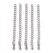 Stainless Steel Chain Extender, with Curb Chains and Drop Charms, Stainless Steel Color, 59x3mm, Hole: 2mm(X-STAS-D037)