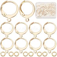 60Pcs 304 Stainless Steel Leverback Earring Findings, with Horizontal Loops, with 30Pcs Jump Rings, Real 24K Gold Plated, 14.5x12.5x2mm, Hole: 1.2mm(DIY-CN0002-54)