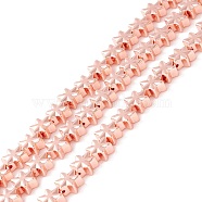 Electroplate Synthetic Non-magnetic Hematite Beads, Star, Rose Gold Plated, 7.5x7x3.5mm, Hole: 1mm, about 44~61pcs/strand, 11.02 inch(28cm)~15.55 inch(39.5cm)(G-I317-03C)