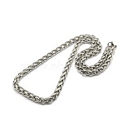 Fashionable 304 Stainless Steel Wheat Chain Necklaces, with Lobster Claw Clasps, Stainless Steel Color, 23.6 inch(60cm), 8mm(X-STAS-A028-N003P)