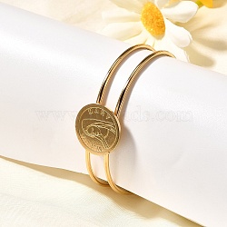 304 Stainless Steel Bangles for Women, Flat Round with Virgin Mary & Word Mama Mary, Real 18K Gold Plated, 1/2 inch(1.2cm), Inner Diameter:  1-3/4 inch(4.6cm)x2-1/2 inch(6.2cm)(BJEW-R014-03G)