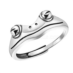 SHEGRACE Adjustable Rhodium Plated 925 Sterling Silver Frog Finger Rings, Platinum, US Size 7, Inner Diameter: 18mm(JR847A)