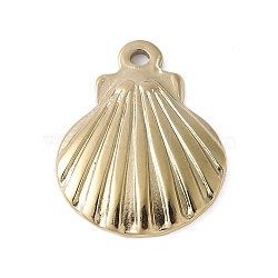 304 Stainless Steel Pendants, Golden, Shell Shape, 20.5x16x2.5mm, Hole: 1.6mm(STAS-G353-03G-02)