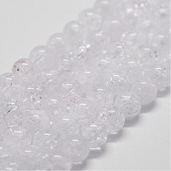 Natural Crackle Quartz Beads Strands, Round, 14mm, Hole: 1mm, about 25pcs/strand, 14.9 inch~15.1 inch(G-D840-01-14mm)