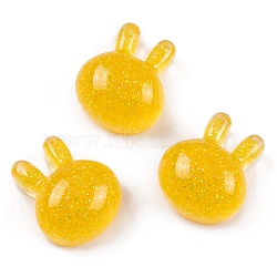 Transparent Epoxy Resin Bunny Decoden Cabochons, Glitter Rabbit, Gold, 19x16x10mm(CRES-P035-03C)