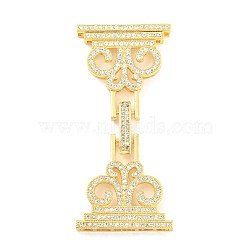 Rack Plating Brass Micro Pave Clear Cubic Zirconia Fold Over Clasps, Long-Lasting Plated, Lead Free & Cadmium Free, Flower, Real 18K Gold Plated, 57x26mm, Hole: 4.7x5.5mm and 2x5mm and 2x3.8mm(ZIRC-F140-06G)