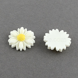 Flatback Hair & Costume Accessories Ornaments Scrapbook Embellishments Resin Flower Daisy Cabochons, White, 22x6mm(CRES-Q103-01-1)