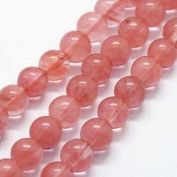 Cherry Quartz Glass Beads Strands, Round, 10mm, Hole: 1mm, about 37pcs/strand,  14.76 inch(37.5cm)(X-G-I199-28-10mm)