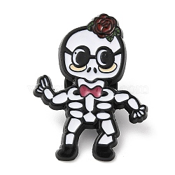 Halloween Enamel Pins, Electrophoresis Black Alloy Badge for Backpack Clothes, Skull, 32x24x1.5mm(JEWB-G023-04D)