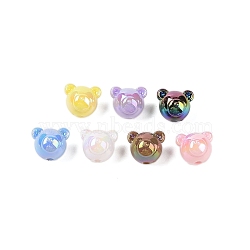 UV Plating Acrylic Beads, Bear , Mixed Color, 13.5x16x14.5mm, Hole: 2.8mm(OACR-M013-03)