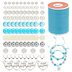 ARRICRAFT DIY Word Grand Daughter Bracelet Making Kit, Including Heart Alloy Beads & Pendants, Natural & Synthetic Mixed Gemstone & Glass Pearl & Polymer Clay Rhinestone Beads, 140Pcs/set(DIY-AR0003-55)