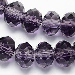 Handmade Glass Beads, Faceted Rondelle, Indigo, 14x10mm, Hole: 1mm, about 60pcs/strand(X-G02YI075)